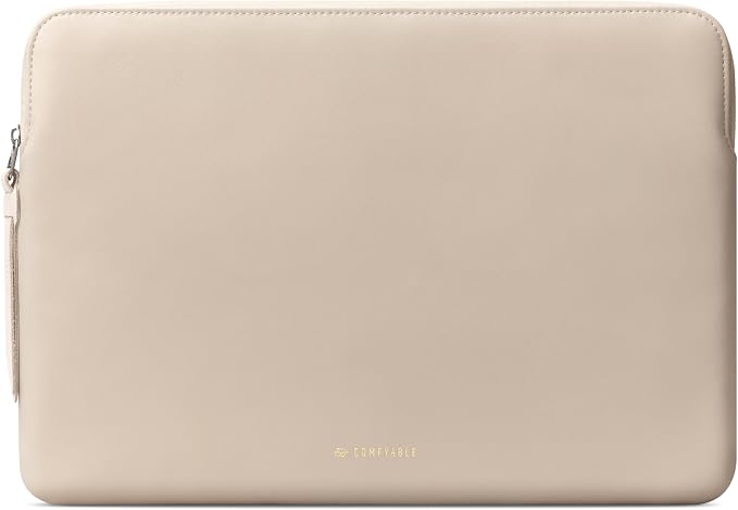 Comfyable Leather Laptop Sleeve Compatible with 16 Inch MacBook Pro M5 Pro/Max & 15 Inch MacBook Air M5 2026 (Loose Fit), Dark Beige