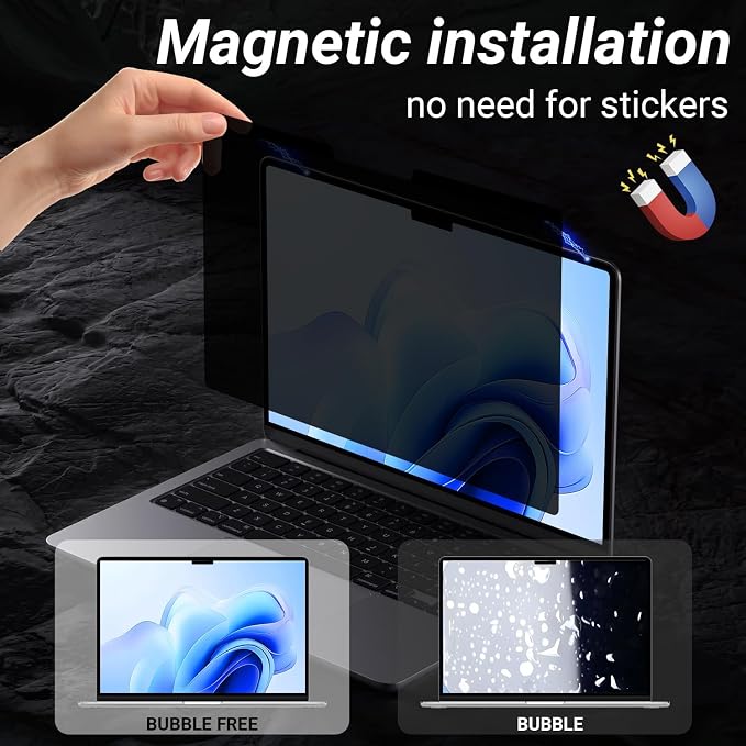 MUBUY-GOL Magnetic Privacy Screen Protector for 15.6 Inch 16:9 Aspect Ratio Screen Anti-Spy, Anti-Glare, Anti-Blue Light Protection, Enhanced Screen Clarity & Scratch Guard