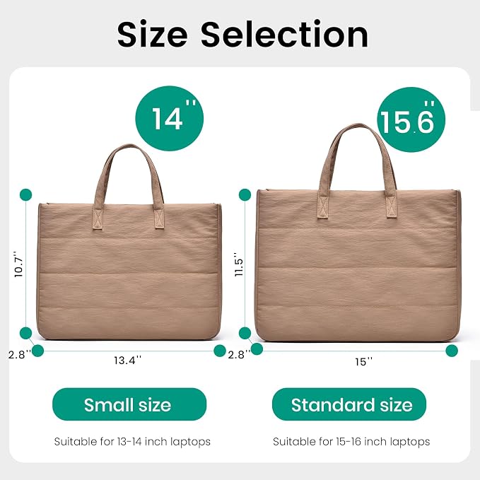 15.6 Inch Laptop Bag, Water-Repellent Fabric, Compatible MacBook Pro 16 Inch, 15.6 Inch HP, Dell, Acer Aspire, Asus Notebook, Lightweight Laptop Case for Work, Travel, Study, Light Beige