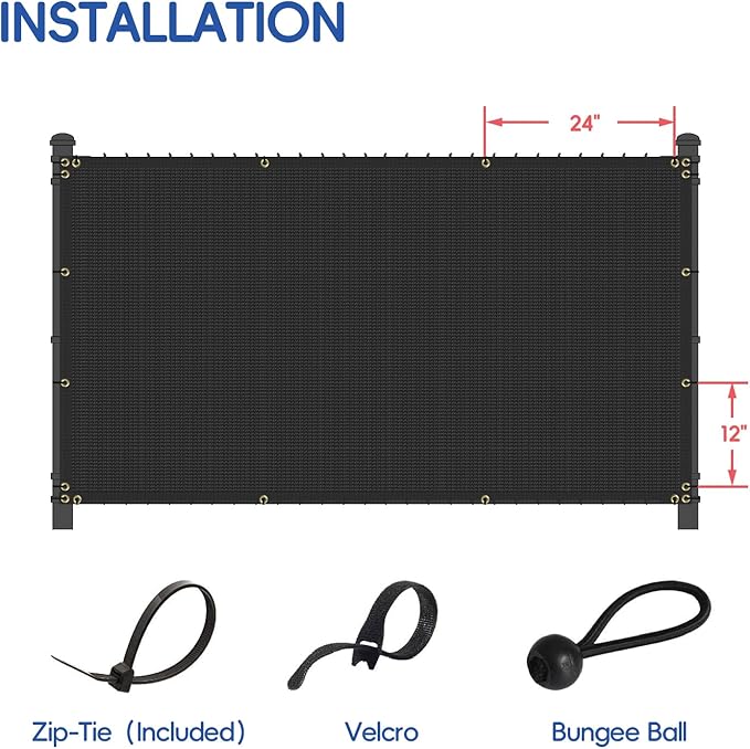 Bynbbur 6'x78' Privacy Fence Screen Net Fencing 90% Privacy Blockage Windscreen Fence Cover with Copper Grommet for Patio Backyard Garden Swimming Pool, Zip Ties Included, Black