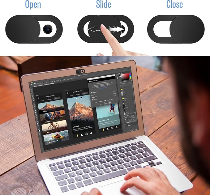 Toojcc Laptop Camera Cover Slide, [8 Pack] Ultra-Thin Webcam Cover Compatible with Camera for MacBook,Laptop,PC,Computer,iMac,iPad. 0.022in Thick Web Blocker Protect Your Privacy and Security