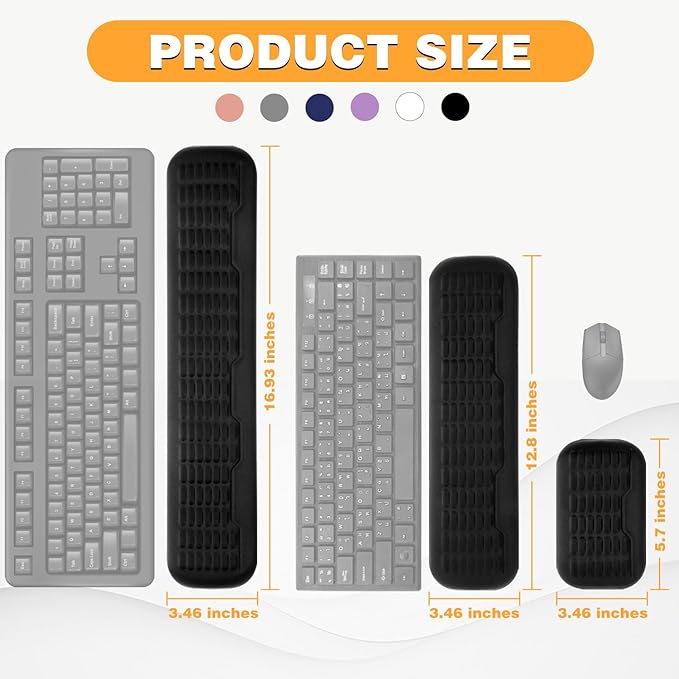 UnivoColors Ergonomic Mouse Wrist Rest,Latest 3.0 Wave Curve Design,High-Resilience Memory Foam Non-Slip Base,Reduces Wrist Fatigue,Ideal for Office Gaming & Long Hours of Use(Grey)