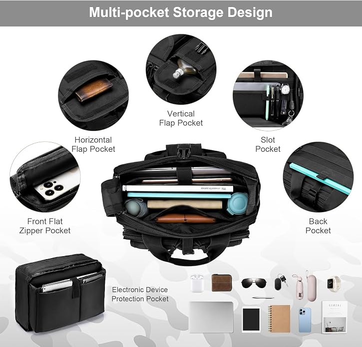 Stypos Tactical Messenger Bag,14inch/15.6inch/17.3inch Briefcase for Man Military Laptop Bag, Flight Work Bags for Pilots
