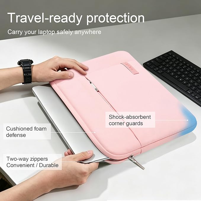 Lacdo Laptop Sleeve Case for 16 inch MacBook Pro M5 Pro/Max A3428 A3429 (2026), M4/M3/M2/M1 A3403 A3186 A2991 A2780 A2485 A2141 | 15 inch Microsoft Surface Laptop 7th Copilot+PC Computer Bag, Pink
