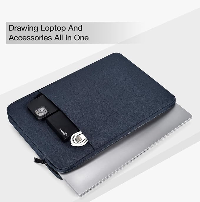 15.6 Inch Laptop Sleeve Case for HP Pavilion 15.6, Compatible with Acer Chromebook 15/ Aspire, ASUS Chromebook CX15/ VivoBook 15 16, Water Resistant Computer Carrying Bag, Navy Blue
