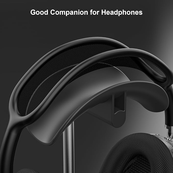 Headphone Stand, Headset Holder with Solid Base for Desk, Compatible with AirPods Max, Beats, Bose, B&O, Sony, Sennheiser, Gaming, etc (Black)