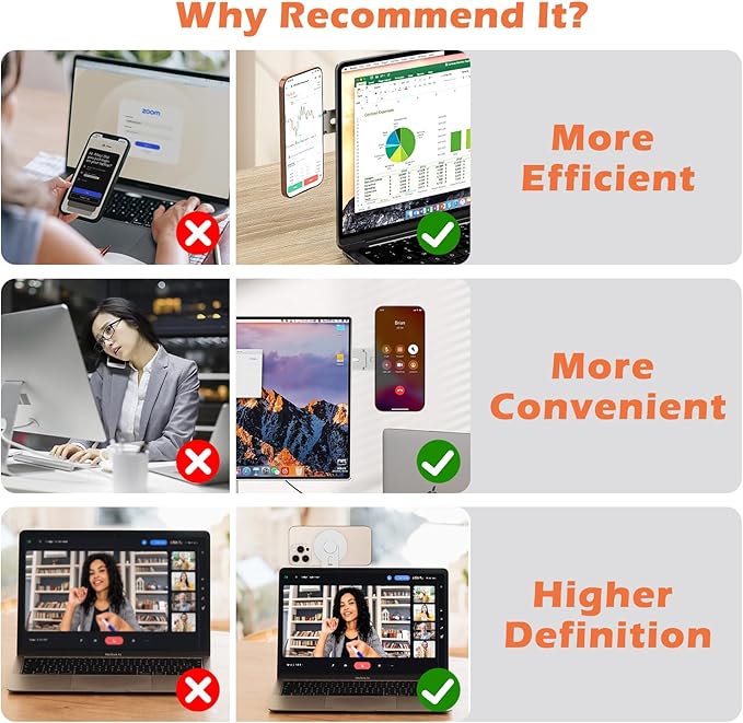 Magnetic Phone Holder for Laptop, 360° Adjustable MacBook Monitor Side Mount for iPhone 17 Pro Max/16/15/14/13/12 MagSafe for Tesla, Portable Foldable Cell Phone Holder Accessory, Silver