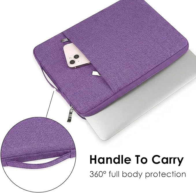 13 Inch Laptop Sleeve Case for MacBook Neo 13'' with A18 Pro Chip Released in 2026 (Model:A3404) Protective with Adjustable Handle Carrying Canvas Bag Accessories for Students Home Office (Purple)