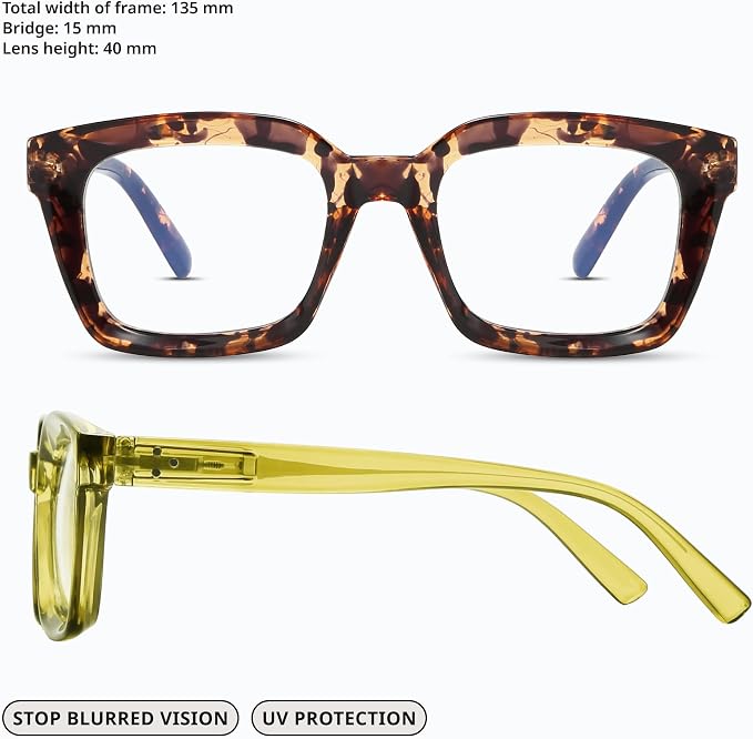 IBOANN Oversized Blue Light Glasses for Woman, Funky Fashion Glasses With Preppy Look, Reduce Screen Fatigue Computer Glasses