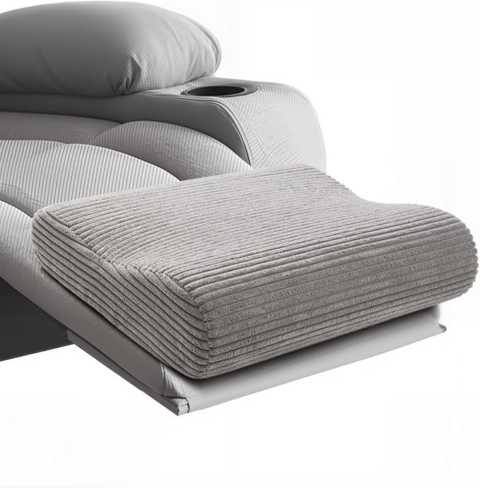 B Shape Corduroy Recliner Foot Pillow, Foam Extra Large Foot Rest Cushion with Adjustable Straps, Suitable for Bed Chair Sofa Headrest Back Lumbar Leg Support Pillow (Dark Grey)