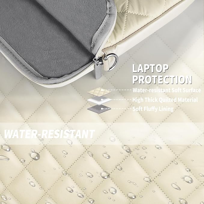 Puffy Quilted Laptop Sleeve with a Removable Shoulder Strap Compatible with MacBook Air 15 inch M2 A2941 2023/Pro 15 A1990 A1707, 15 Surface Laptop 5/4/3,Dell XPS 15,HP Stream 14 inch