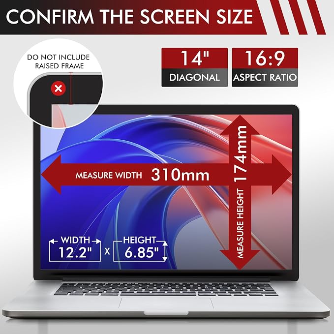 LAMA 2 PACK 14 Inch Universal Laptop Privacy Screen Filter for 14" Laptop (16:9), Anti-Blue Light/Anti-Glare/Anti UV Privacy Screen Protector (WxH: 310mm*174mm) with Privacy Protection/Eye Protection