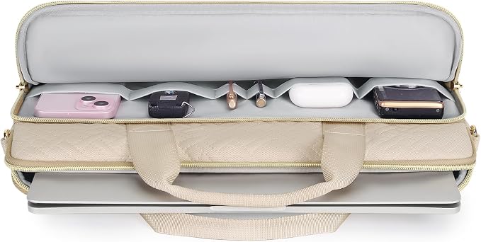 DOMISO 15.6 inch Laptop Case Sleeve Protective Cover Compatible with MacBook Pro 16 M4 M3 M2/Pro Max,15.6-16 inch HP Dell ASUS Lenovo Chromebook,Waterproof Computer Bag with Shoulder Strap,Beige