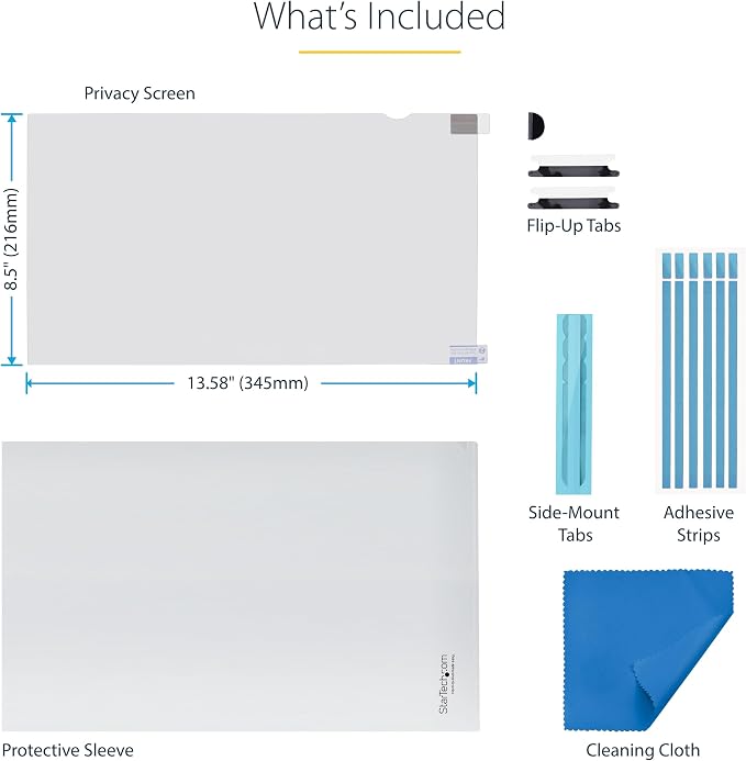 StarTech.com 16-inch 16:10 Flip-Up Privacy Screen with Touch, Laptop Security Shield, Anti-Glare Blue Light Filter