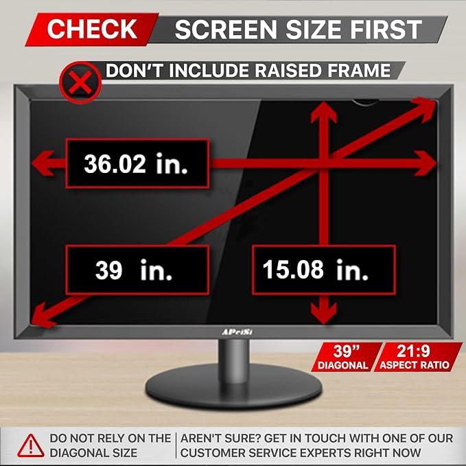 39 Inch Privacy Screen Filter for 21:9 Curved Ultrawide Monitor | Privacy Shield | Anti Glare | Anti-Blue Light | Eye Protection | Anti Spy | Computer Security Private Filter Protector