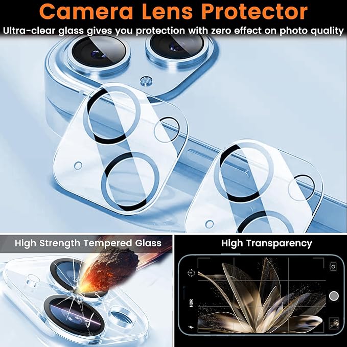 Lesakit 3+3 Pack Privacy Screen Protector for iPhone 14 6.1-Inch with 3 Pack Camera Lens Protector, Anti Spy Tempered Glass Film 9H Hardness Bubble Free Case Friendly