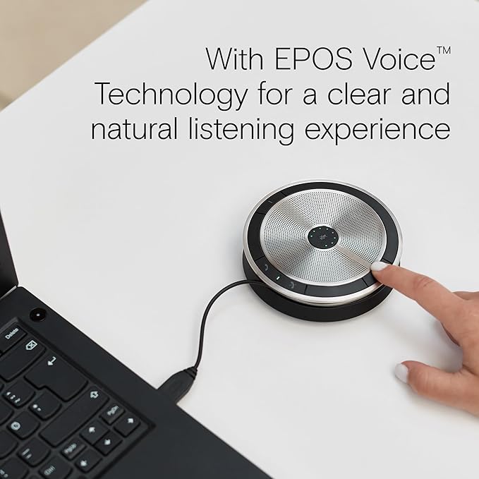 Sennheiser Enterprise Solution SP 20 ML 506050 Sound-Enhanced, User Friendly Mobile Speaker Phone For Desk Mobile Phone Softphone PC Connection Skype for Business Certified, Silver, EXPAND SP 20