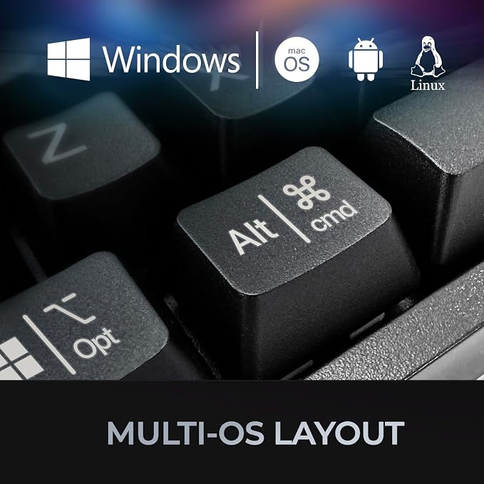 Adesso AKB-670UB Mechanical Keyboard with Copilot AI Hotkey - Blue Switch, Multi-OS Compatible | Enhanced Productivity with Tactile Feel and Multimedia Keys