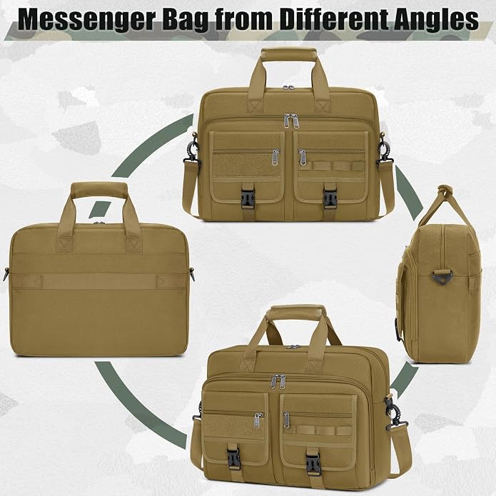 RAINSMORE Tactical Laptop Bag for Men 15.6/17.3 Inch Military Laptop Briefcase with MOLLE Large Business Travel Messenger Bag