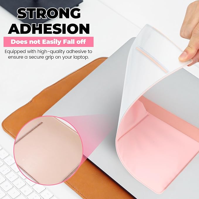 3-Pocket Laptop Pouch for Mouse & Hard Drive, Adhesive Holder Case Elastic Sleeve Pocket for External Portable SSD, Phone, USB Cable, Pen, Pink