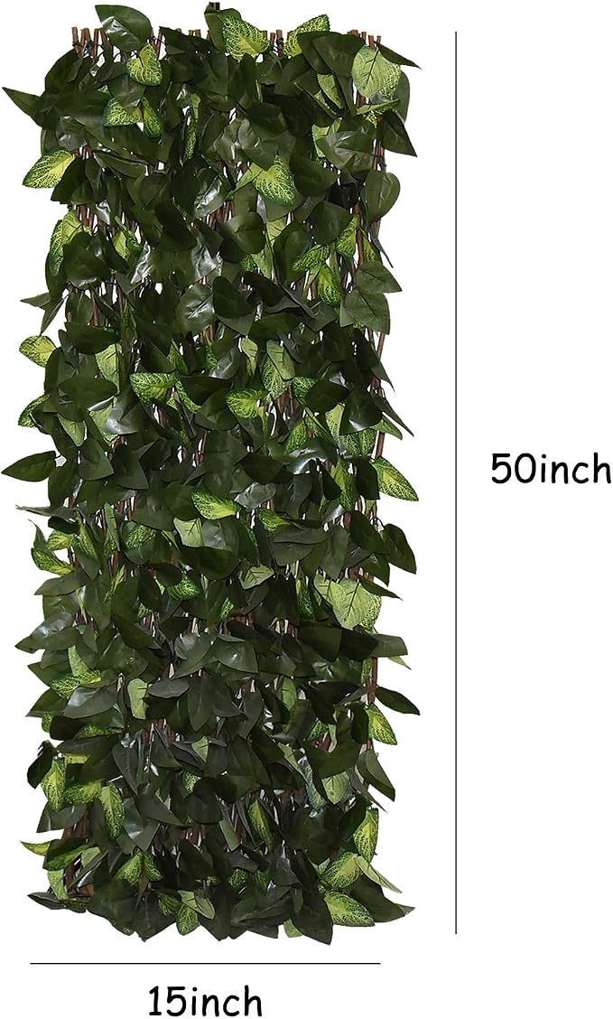 GLANT Expandable Fence Privacy Screen for Balcony Patio Outdoor,Decorative Faux Ivy Fencing Panel,Artificial Hedges (Single Sided Leaves) (4, Green-Verdant)