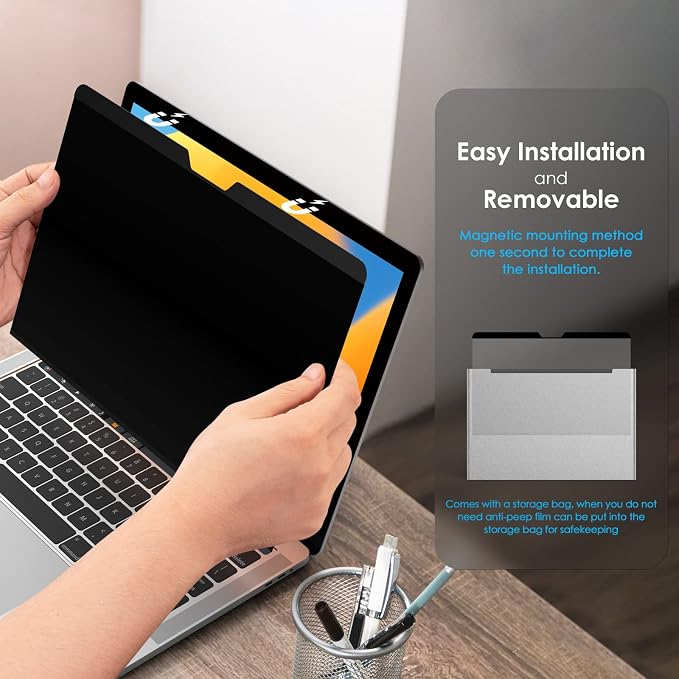 Yamaya Laptop Privacy Screen Magnetic MacBook Pro 14 inch 2021~2023 (M1 Pro/M1 Max/M2 Pro / M2 Max A2779/A2442),Magnetic Removable Computer Screen Privacy Shield for Mac 14Inch