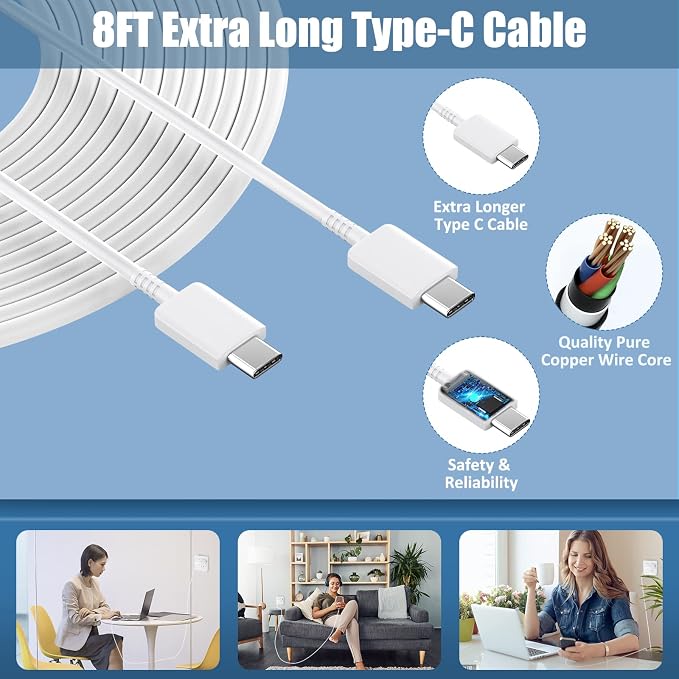 25W Super Fast Charger Type C, S24 S23 Ultra Charger PD/PPS USB C Super Fast Charging Block &8FT Type C Cable Cord for Samsung Galaxy S26/S25/S25 Ultra/S25+/S24/S23/S23+/S23Ultra/S22/S22+/S22Ultra/S21