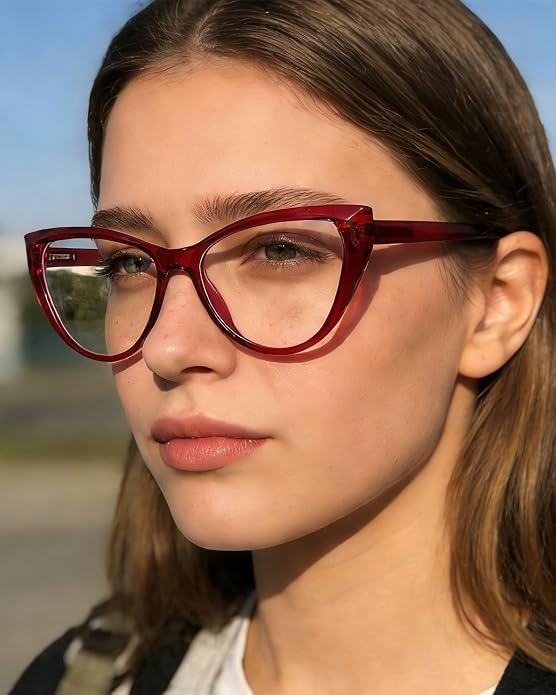TEAPLMTT 2 Pack Cat Eye Blue Light Blocking Glasses for Women Trendy TR90 Frame Anti Blue Ray Eyesatrain Computer Eyeglasses