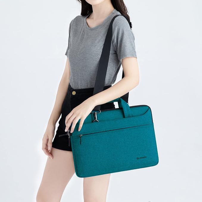 DOMISO 14 inch Laptop Messenger Shoulder Bag Tote Bag for Women for Men,Business Travel Work Computer Bag Chromebook Case Briefcase,Compatible with 15 inch MacBook Air/Pro,14 inch HP Dell ASUS, Teal