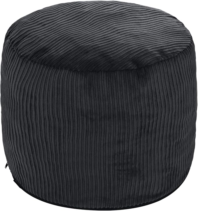 WSOFRLAC Pouf Ottoman Foot Stools Ottoman with Foam Small Corduroy Ottomans for Living Room Ottomans Pouf 20x15 Floor Poufs Foot Rest for Office Chair Black Foot Stool Small