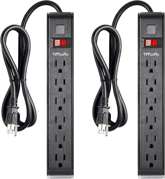Power Strip Surge Protector, 4 Feet Extension Cord, 600 Joules Surge Protection, Multiple Protection 6 Outlet Strip, ETL Listed, 2 Packs