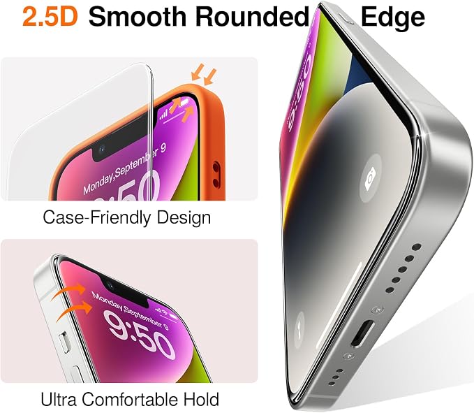 SMARTDEVIL 2 Pack Screen Protector for iPhone 17e/16e/14/13/13 Pro, 9H Hardness Military Grade Shatterproof HD Clear Tempered Glass, Easy to Install, Auto Bubble-Free and Dust-Free Box, Case Friendly
