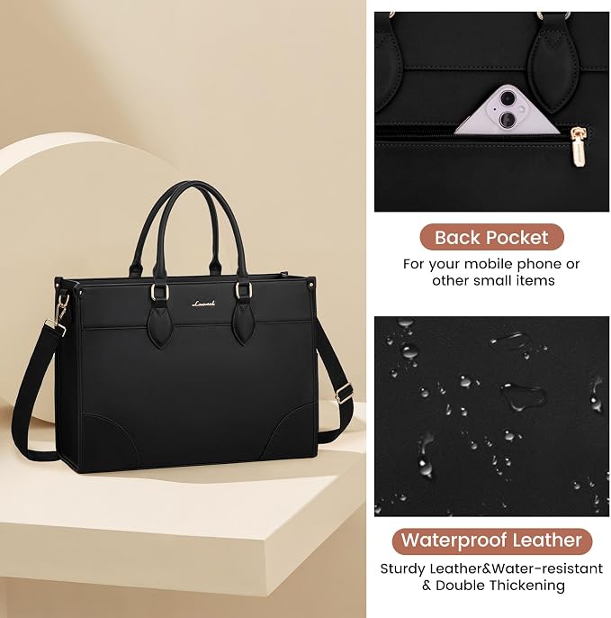 LOVEVOOK Laptop Bag for Women 15.6 lnch,Waterproof Laptops Tote Bags for Womens,Professional Work Bags for Women with Cup Holder,Large Laptop Purse Computer Briefcase Office Teacher Clutch Bag,2 PCS