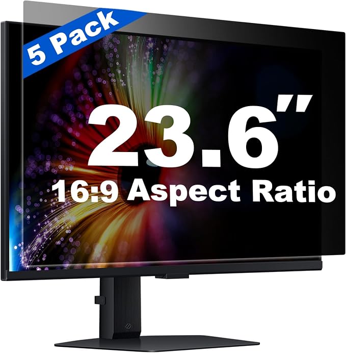 [5 Pack] 23.6 Inch Computer Privacy Screen for 16:9 Aspect Ratio Widescreen Monitor, Eye Protection Anti Glare Blue Light Filter Shield, Removable Anti-Scratch Anti Spy Protector