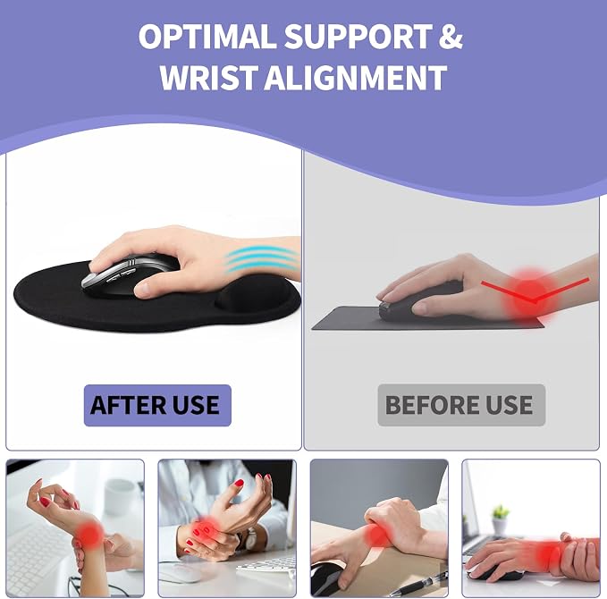 eulps Mouse Pad with Wrist Rest, Comfortable Computer Mousepad with Gel Wrist Support Smooth Surface and Non-Slip PU Base for Pain Relief, Laptop, Office & Home (Golden Quicksand Marble)