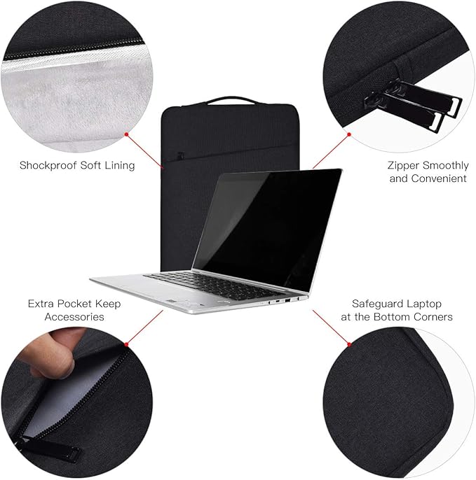 13 Inch Laptop Case Sleeve for 13.5-14.4 Inch Surface Laptop Studio/6/5/4/3, 13.8" Surface 7th, Asus ZenBook/Dell Inspiron Notebook Case, Black