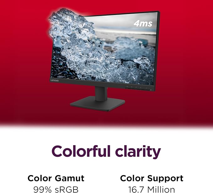Lenovo L22-4e - Office Monitor - 21.5" FHD IPS Display - 100Hz Refresh Rate - 4 ms MPRT - 99% sRGB - Raven Black - Tilt Stand