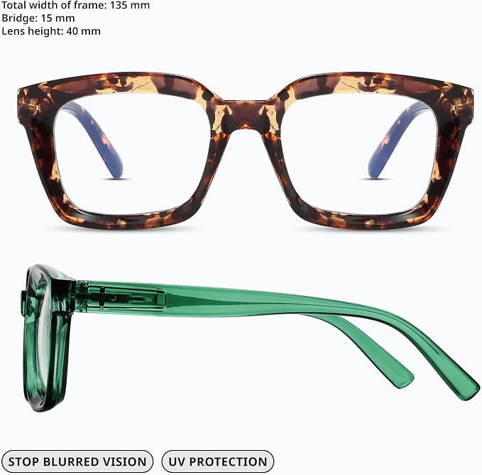 IBOANN Oversized Blue Light Glasses for Woman, Funky Fashion Glasses With Preppy Look, Reduce Screen Fatigue Computer Glasses