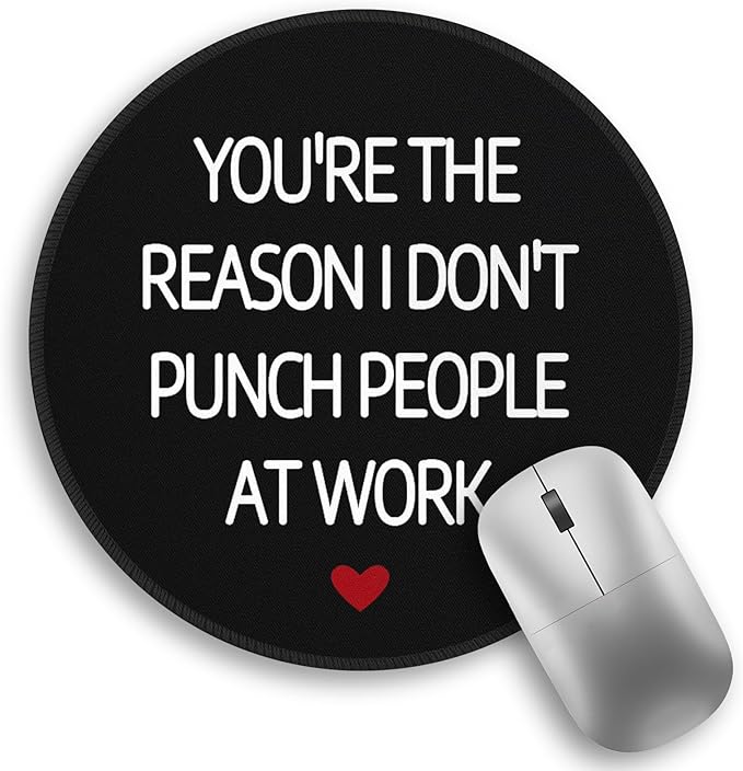 Funny Coworker Office Work Colleague Mouse Pad, Desk Sign Small Round Mousepads, Mini Travel Mouse Mat for Wireless Computer Laptop, Office Accessories, 8.6 x 8.6 inch