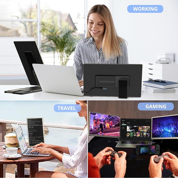 15.6" Laptop Screen Extender, FHD 1080P IPS Triple Monitor Extender, Detachable Portable Monitor for Laptop 13-17.3",Plug-Play Portable Screen Compatible with MacOS/Windows/Phone