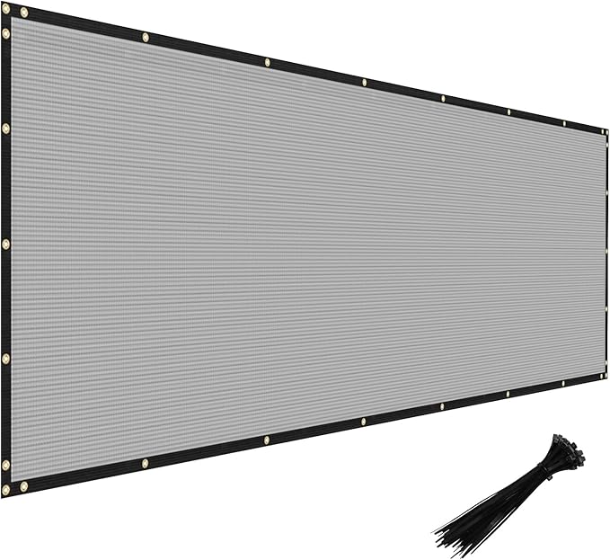 Windscreen4less Privacy Fence Screen Heavy Duty Windscreen Fencing Mesh Fabric Shade Net Cover with Brass Grommtes for Outdoor Wall Garden Yard Pool Deck, 8'x262' Light Gray