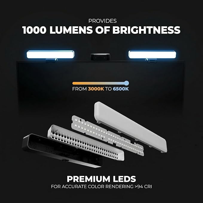 HumanCentric Premium Video Conference Lighting for Video Calls, HighBeam Pro Light for Zoom Meetings and Streaming, Upgrade Monitor Ring Light with LED Webcam Light, Dual Video Conference Light