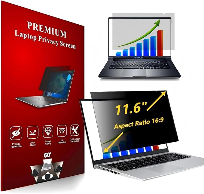11.6 Inch 16:9 Computer Privacy Screen Filter for Monitor - Privacy Shield and Anti-Glare Protector