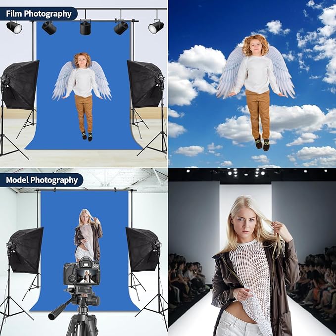 Blue Backdrop Background for Photography Photo Booth Backdrop for Photoshoot Background Screen Video Recording Parties Curtain 10x10FT