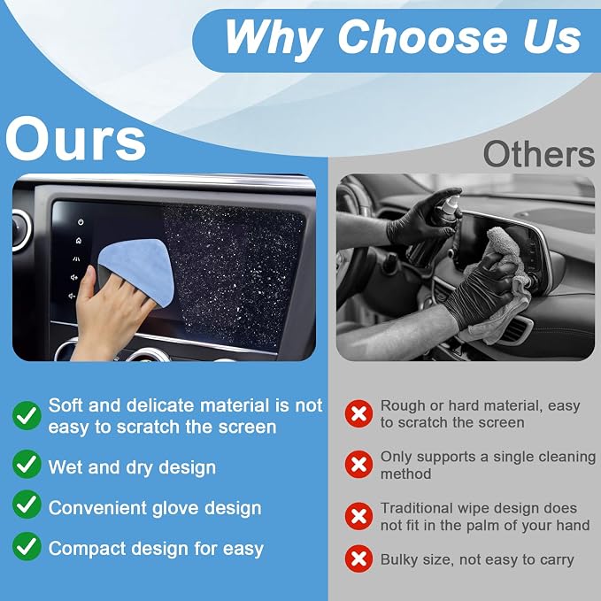 BFXM Car Screen Cleaner, 4.1''×4.1'' Microfiber Dashboard Wipes, Square Microfiber Cloth, Automotive Display Wipes,Vehicle Screen Cleaner Tool for Dashboard Display, Car Interior Tool (Blue)