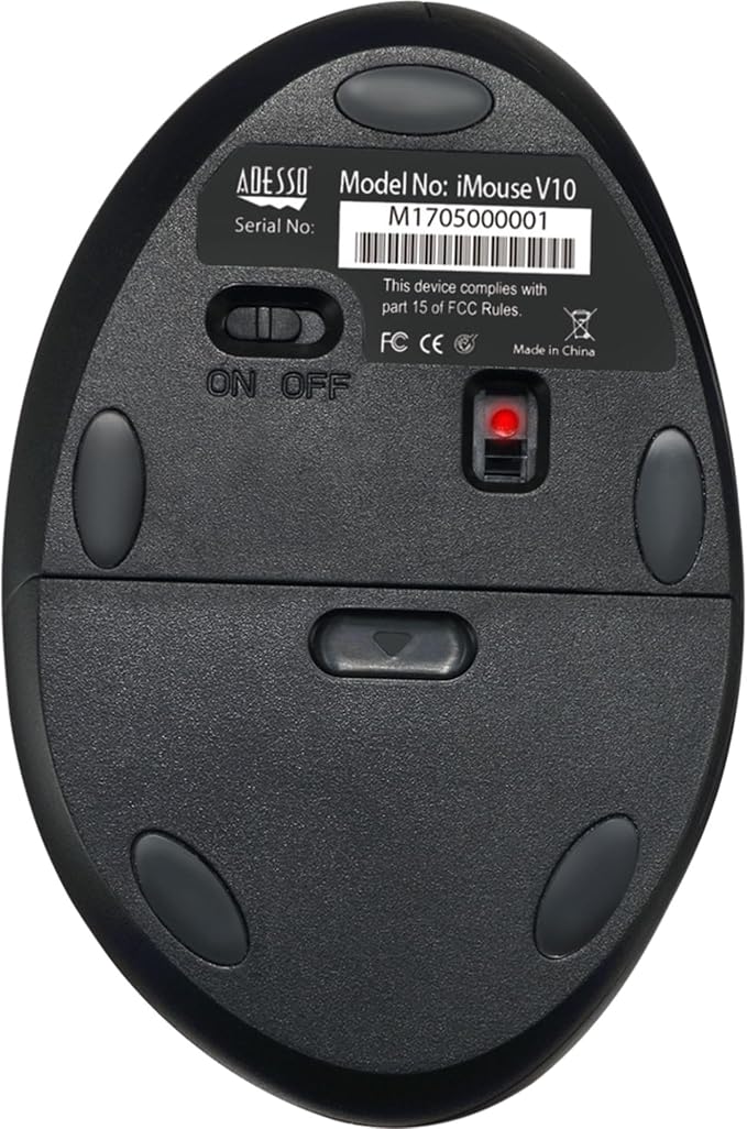 Adesso iMouse V10 Wireless Vertical Ergonomic Mini Mouse iMouse V10-2.4GHz, 800/1200/1600 DPI, Ergo Mice with 6 Buttons