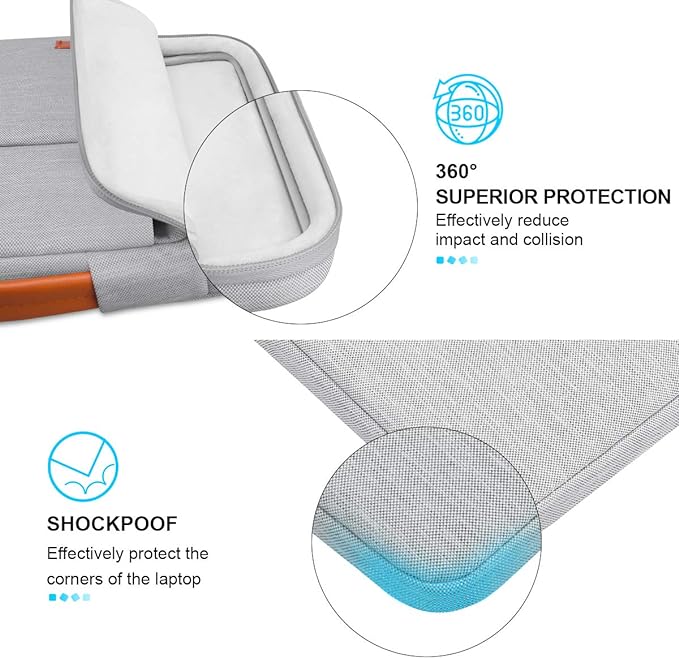 Lacdo 360° Protective Laptop Sleeve Case for 13 inch MacBook Air M5 A3449 (2026), M4 A3240 2025, M3 A3113 A2681 A2337 | 13" MacBook Neo A18 Pro A3404 (2026) | iPad Air/Pro 13 M5 Computer Bag, Gray