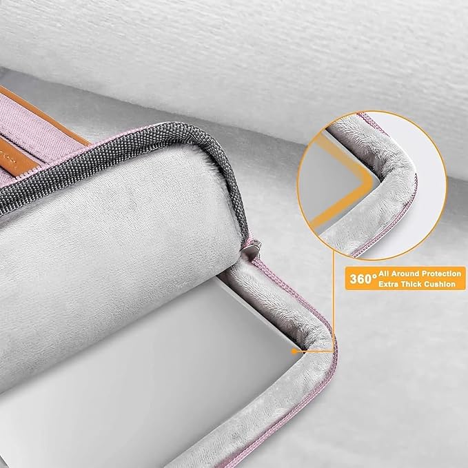 MOSISO 360 Protective Laptop Case 13.3 inch, 13-13.3 inch Laptop Sleeve Compatible with MacBook Air/Pro 13 / Pro 14,HP Dell Acer ASUS,Side Open Carrying Case with 4 Zipper Pockets&Handle, Pastel Pink