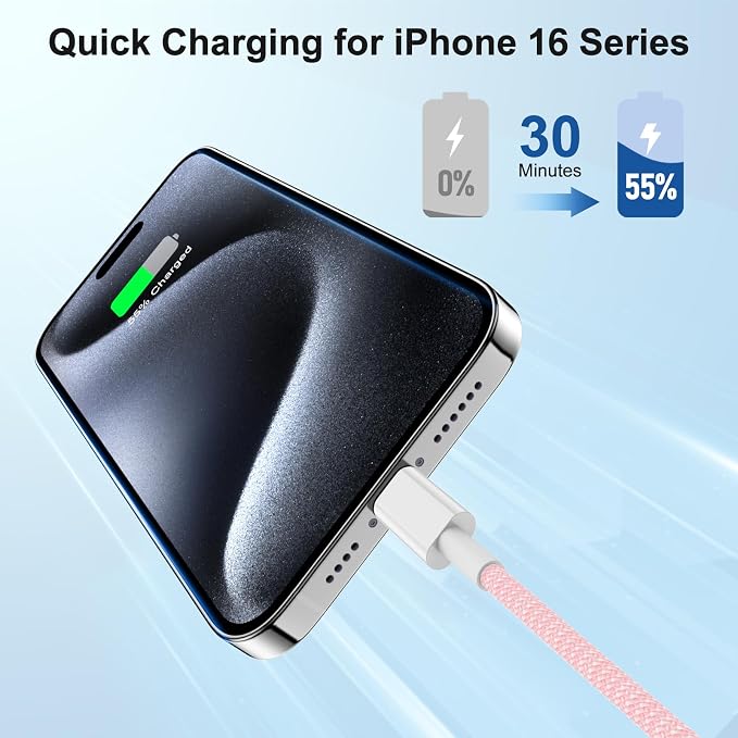 USB C to C Fast Charger Cable 10ft, Long Type C to USB C Charging Cord Wire for iPhone 17 Pro Max/17 Air/16 Pro/15 Plus,MacBook Pro 2021/2020/2019/2018,iPad 12.9/11 inch/Mini/Air,Samsung Galaxy