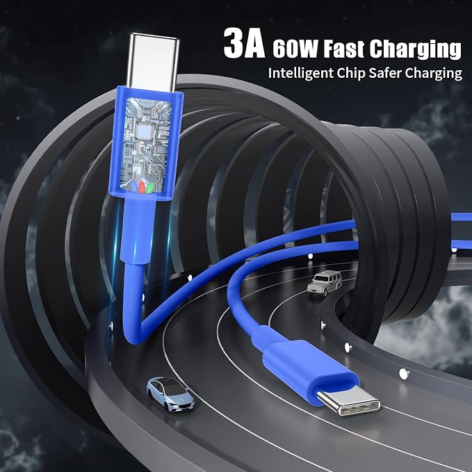 Essri USB C to USB C Cable 3FT for Apple iPhone 16 15 Charger Cord,4Pack 60W C to C Cable Fast Charging Wire for iPhone 16 15 Pro Plus Pro Max iPad Pro/Air MacBook Pro/Air,for Galaxy S24 S23-Blue